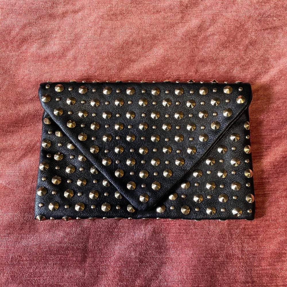 TRENDY Vegan Leather Gold Stud Clutch